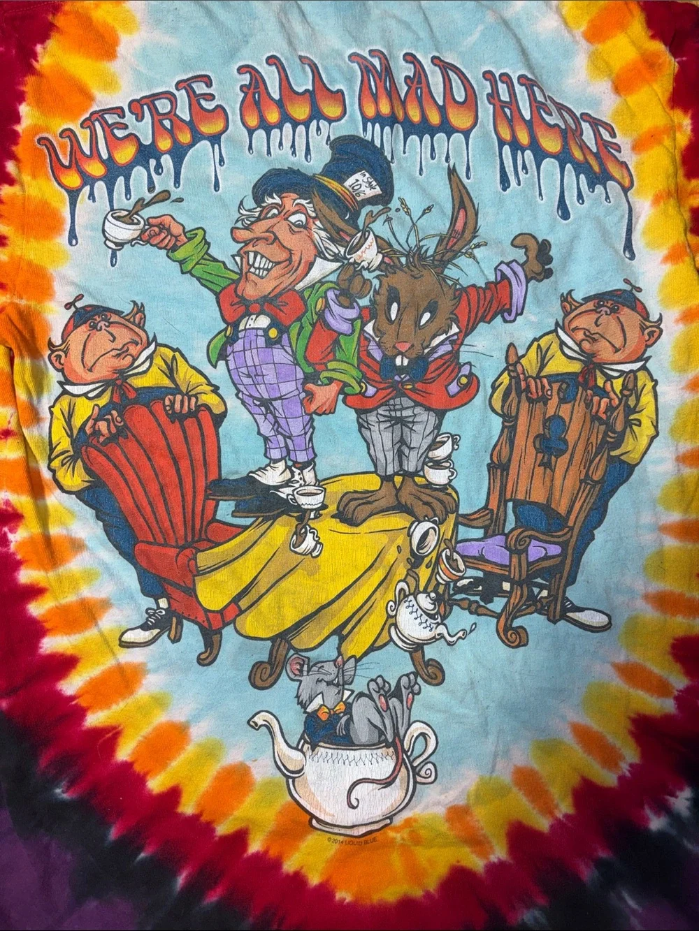 Alice in Wonderland Tie-Dye 'Who Are You?' Multi Color T-Shirt - Picture 9 of 9